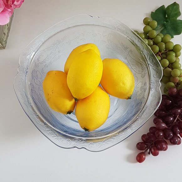 Vintage Indiana Glass Recollections Madrid Blue Pedestal Fruit Bowl - Picture 8 of 9